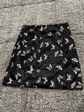 SHEIN Navy Blue Velvet Butterfly Skirt
